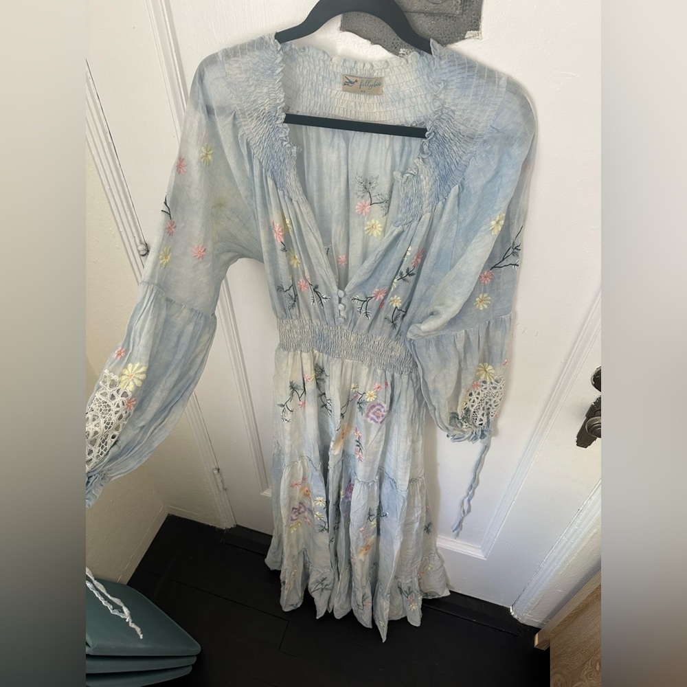 Fillyboo Light Blue Floral Embroidered Maxi Dress - Picture 3 of 4